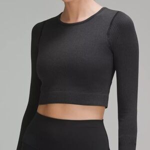 LULULEMON Ebb to Street long sleeve cropped top in black